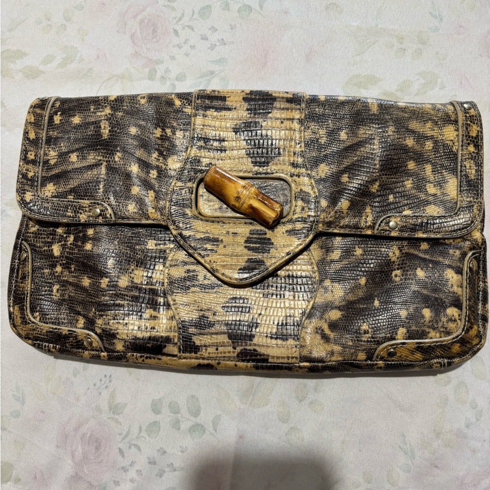 Euc Elaine Turner Handbag Python Print Vintage - image 1